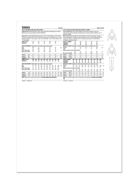 Simplicity Pattern 9895 Misses' and Women's Jacket and Knit Leggings - Image 9