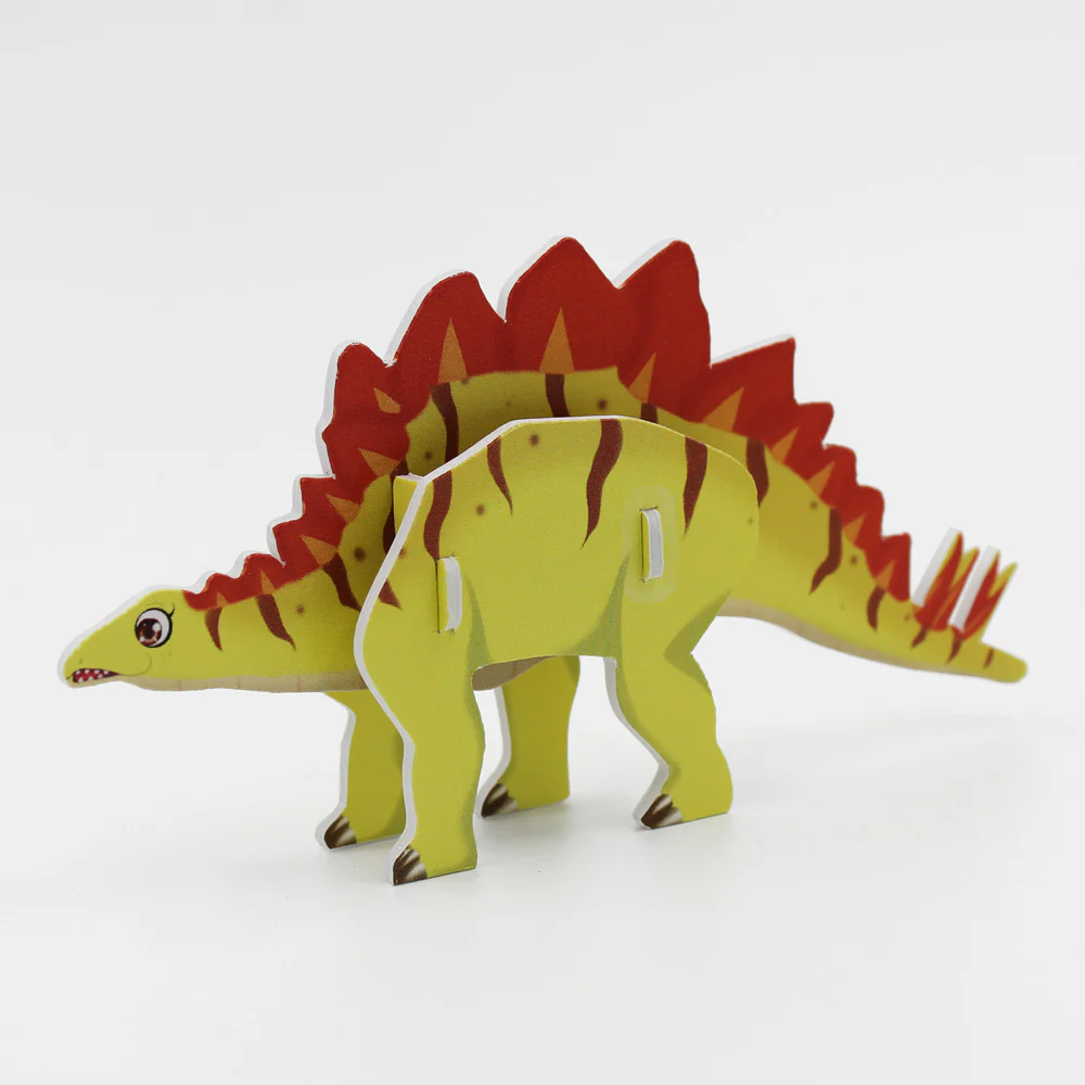DIY Mini 3D Dinosaur Puzzle, Yellow Stegosaurus - Image 2