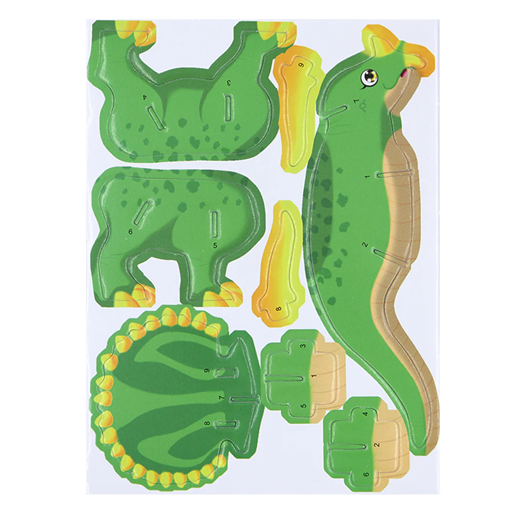 DIY Mini 3D Dinosaur Puzzle, Green Triceratops - Image 3