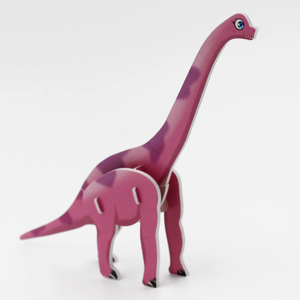 DIY Mini 3D Dinosaur Puzzle, Pink Brachiosaurus - Image 2