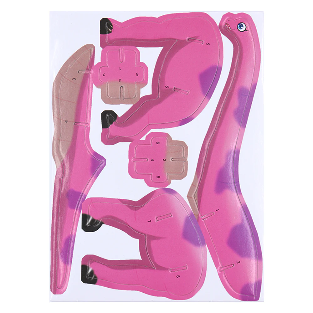 DIY Mini 3D Dinosaur Puzzle, Pink Brachiosaurus - Image 3