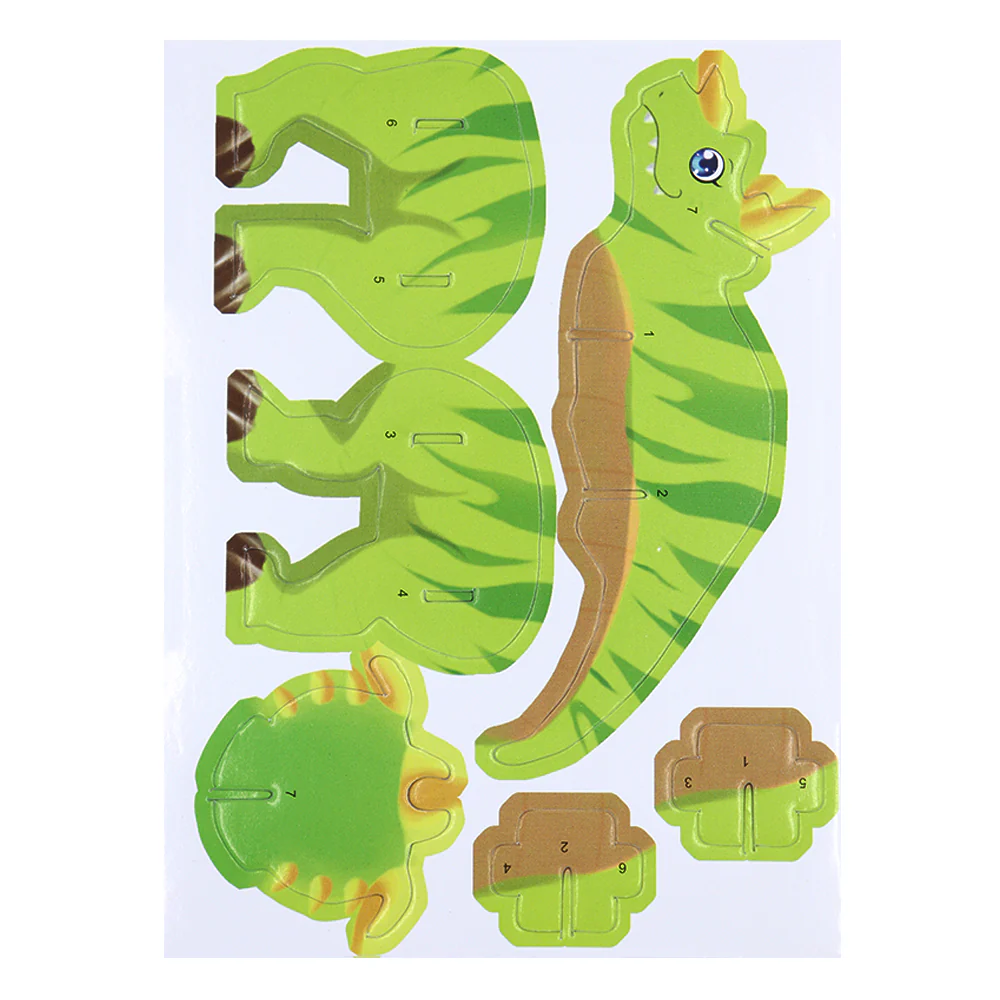 DIY Mini 3D Dinosaur Puzzle, Green Stegosaurus - Image 3