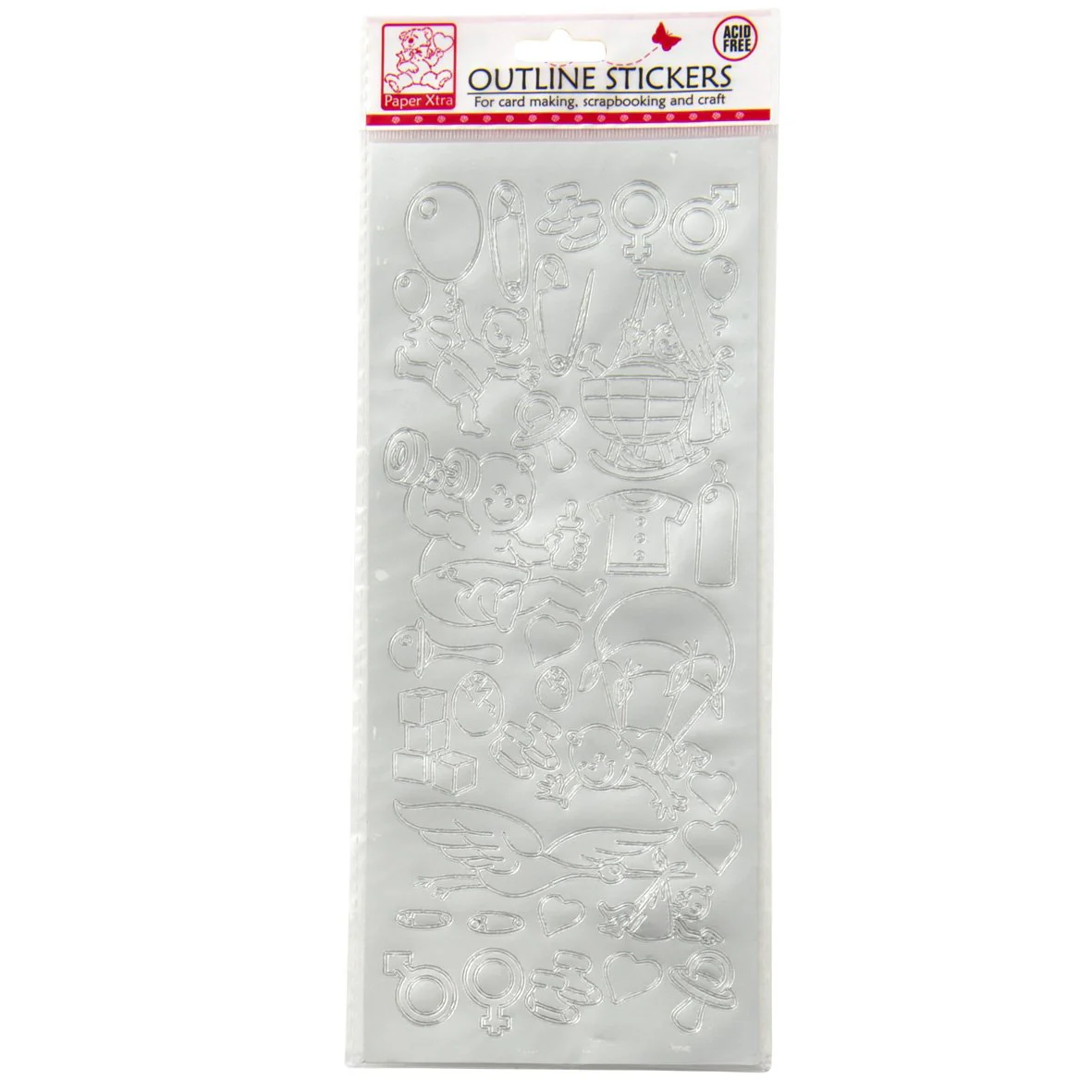 Sullivans Outline Stickers, Silver- Baby