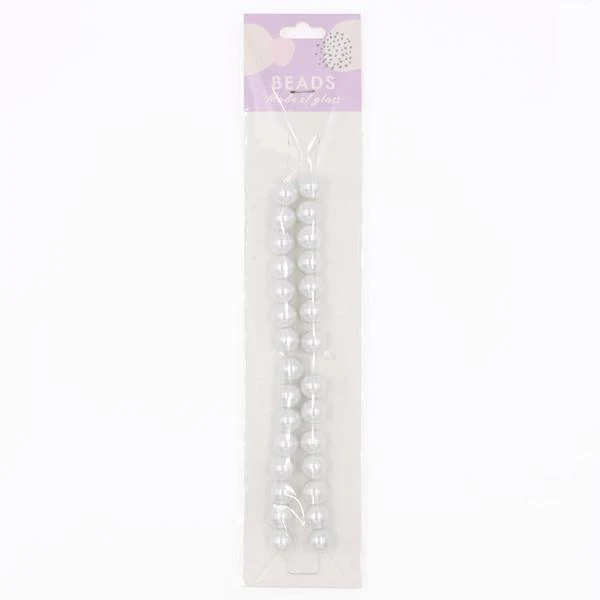 Sullivans Glass Pearls Bead, 25g White- 10mm