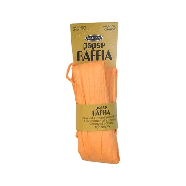 Paper Raffia, Orange- 4mm x 30m