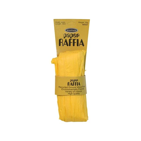 Paper Raffia, Gold- 4mm x 30m