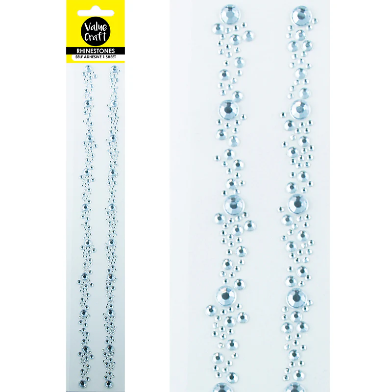Value Craft Rhinestone Sticker, Silver Bubble Strip