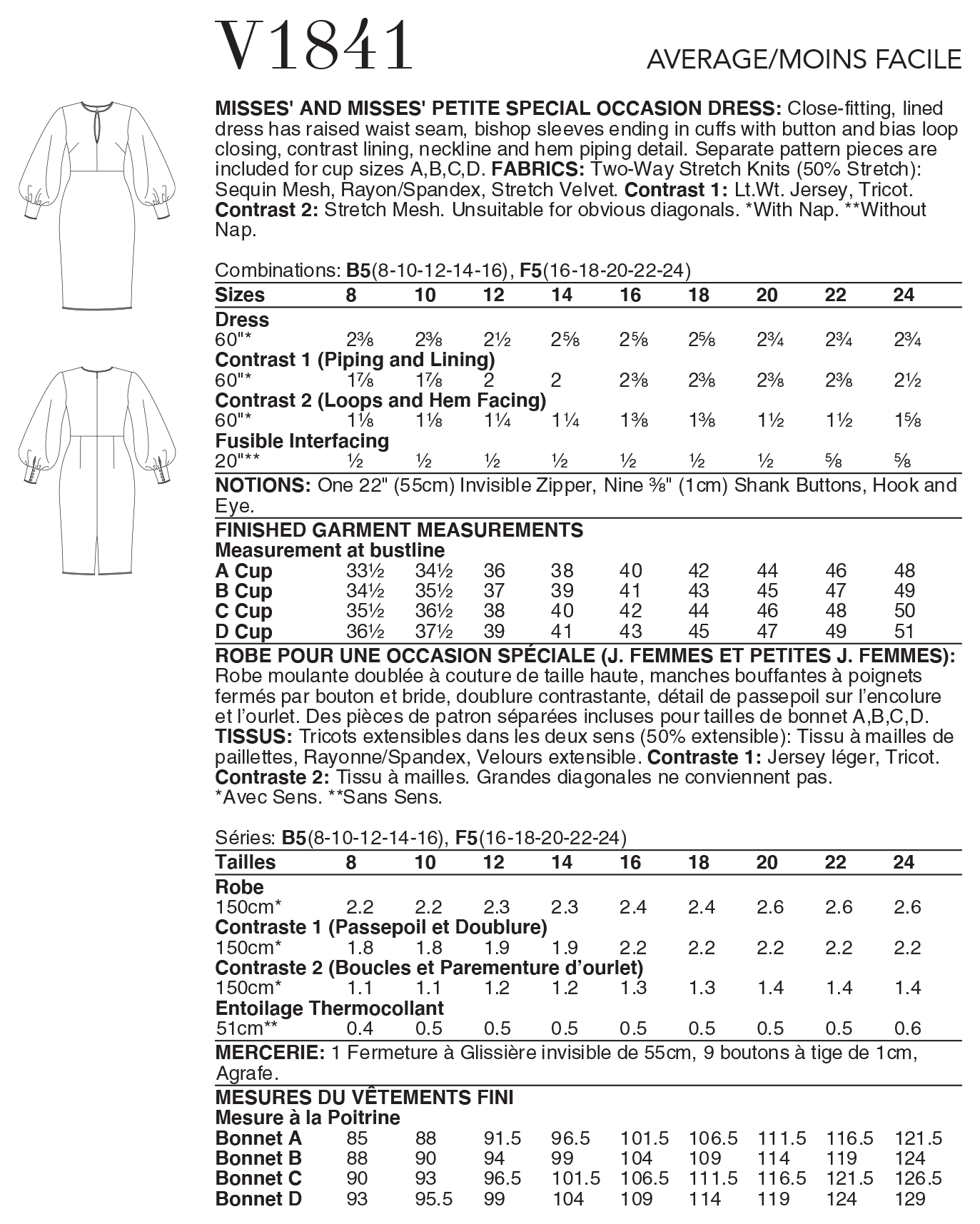 Vogue Pattern V1841 Miss/Petite Special Occasions Dress - Image 7