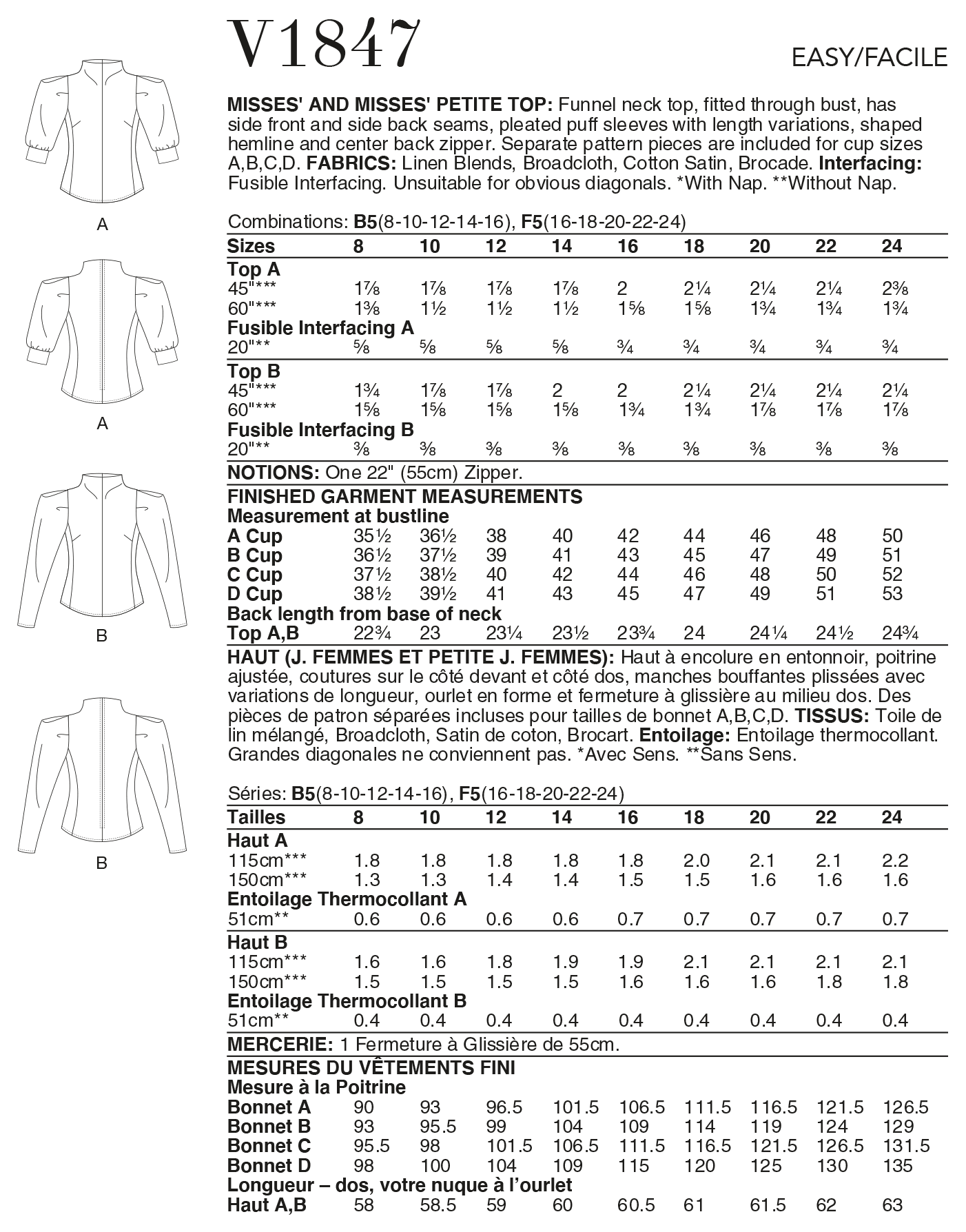 Vogue Pattern V1847 Misses/Petite Top - Image 9