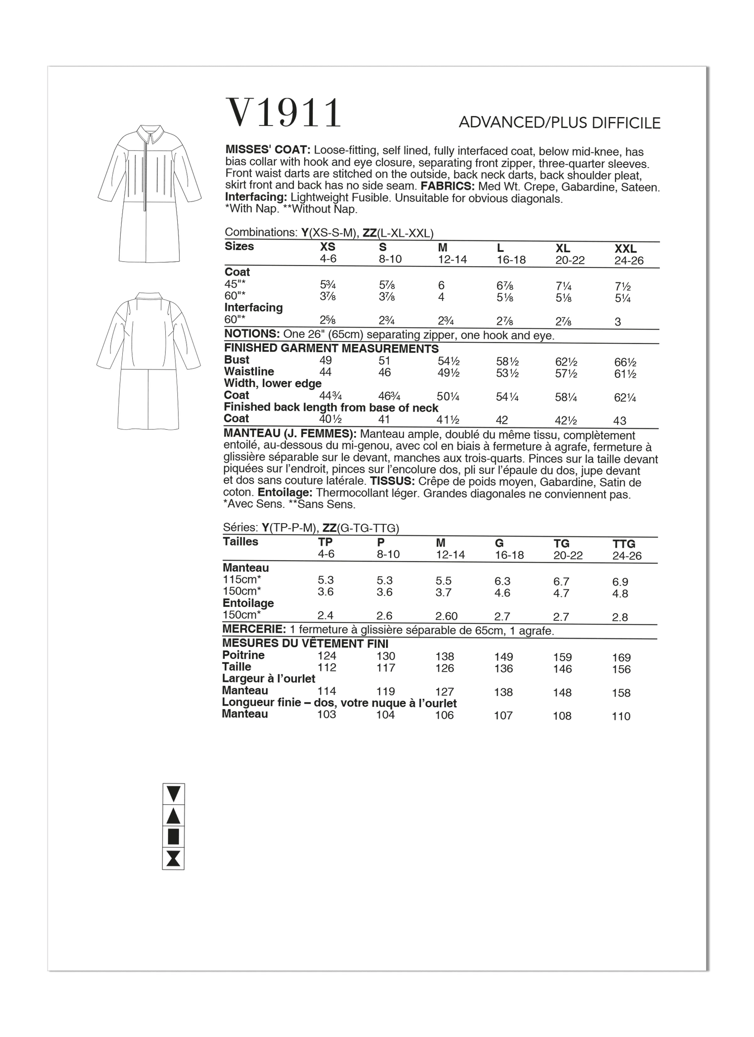 Vogue Pattern V1911 Misses' Coat - Image 6