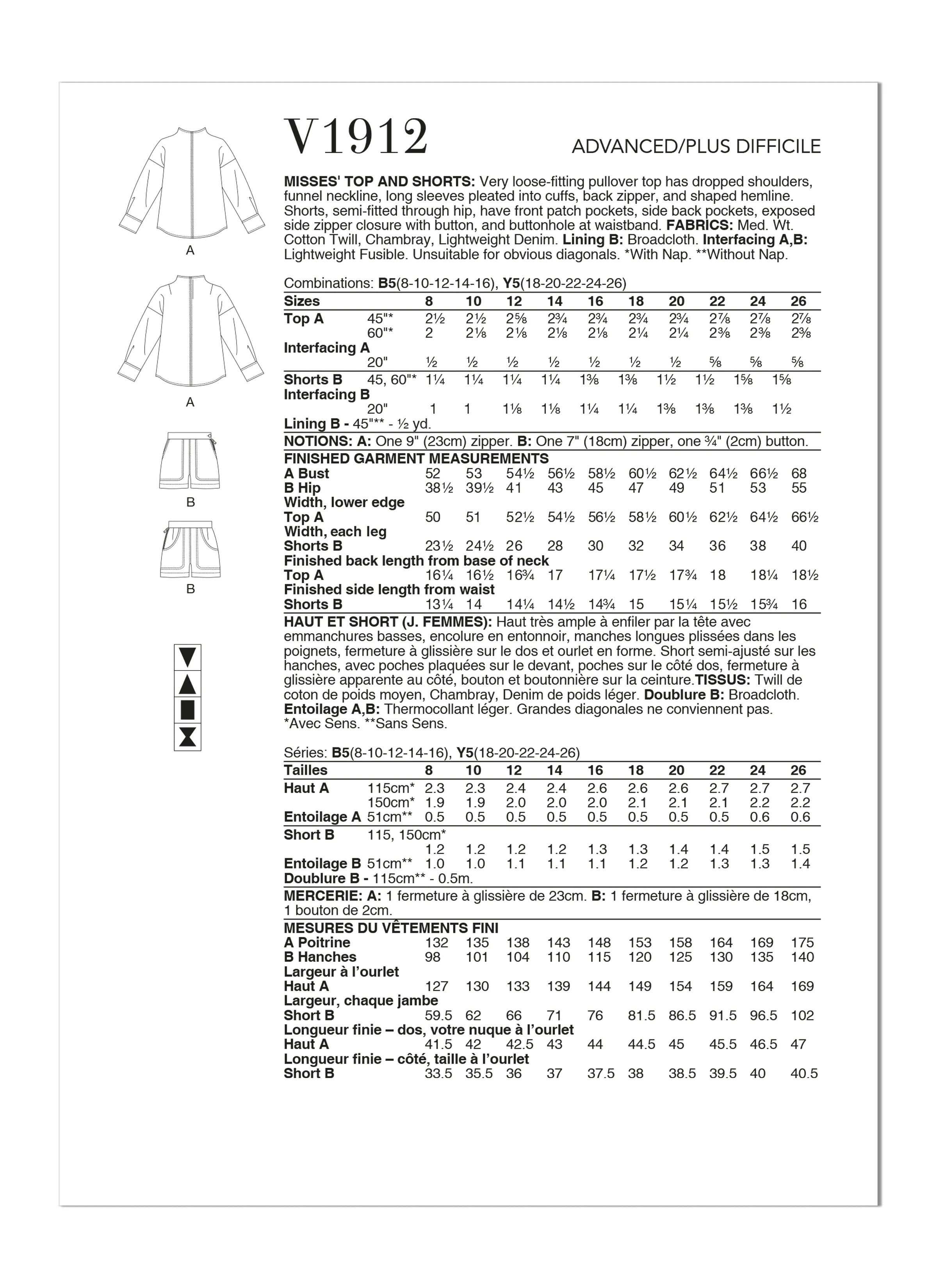 Vogue Pattern V1912 Misses' Top And Shorts - Image 8