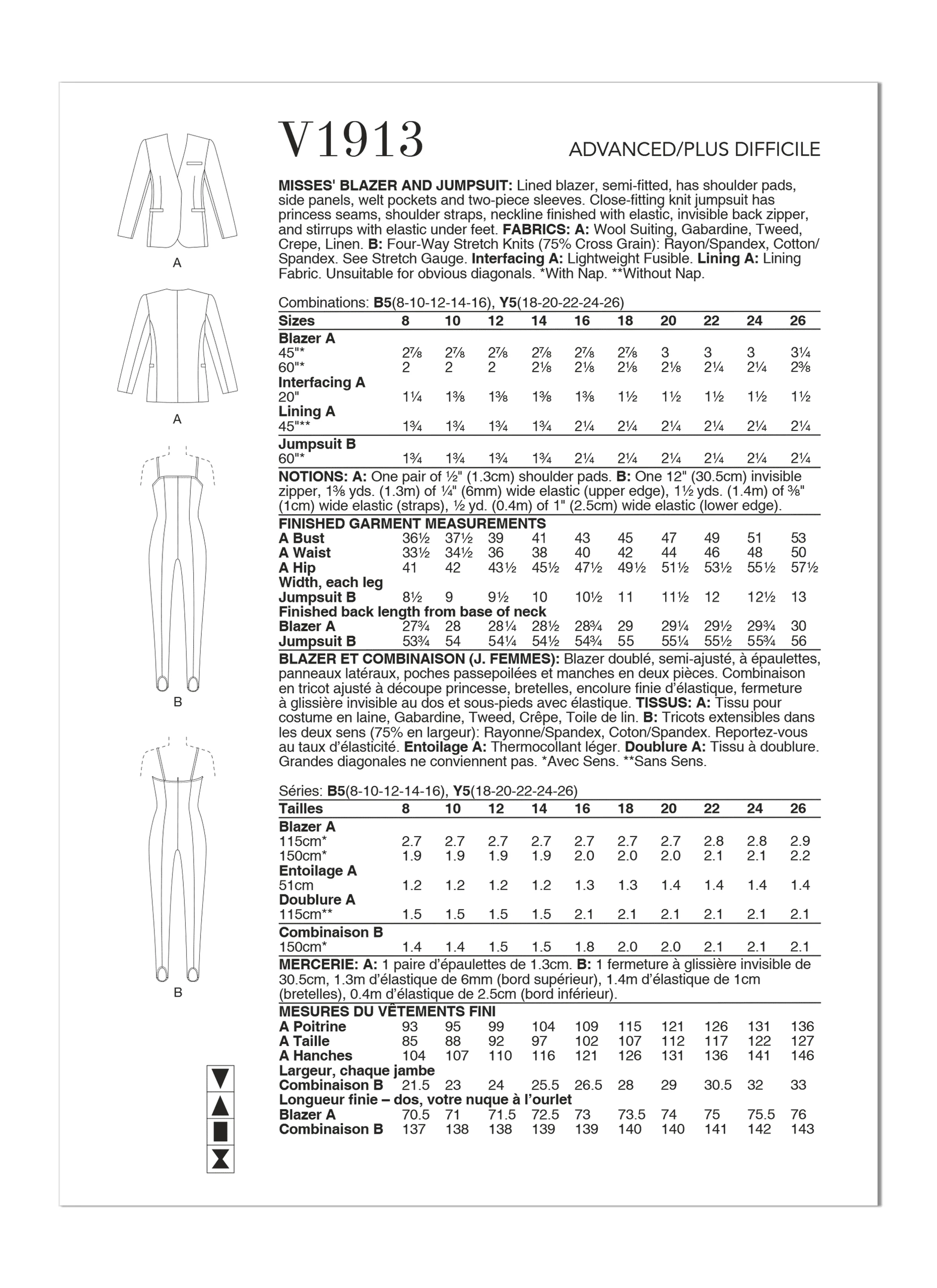 Vogue Pattern V1913 Misses Blazer & Jumpsuit - Image 10