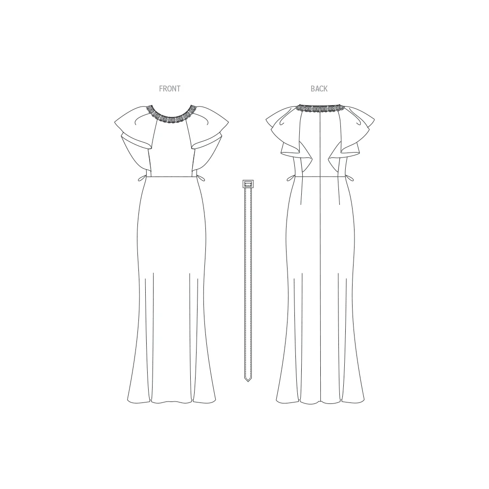 Vogue V1919 Misses' Full Length Dress With Belt - Image 4